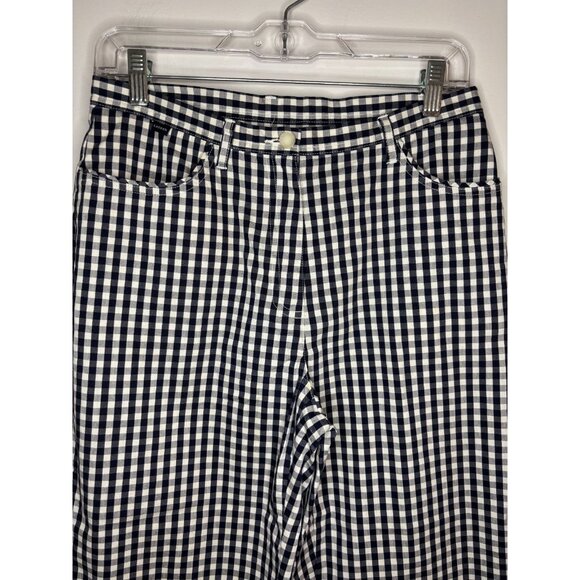 LAUREN RALPH LAUREN Cropped Pant Womens 8P Navy White Check Stretch - Picture 3 of 8